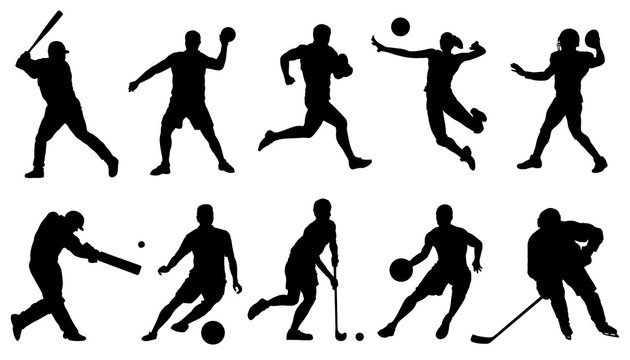 team sports action silhouettes