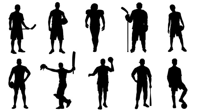 team sports standing silhouettes