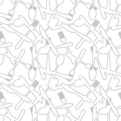 Seamless Cutlery Silverware Pattern Outline Series