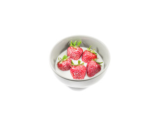 Strawberries in milk cream