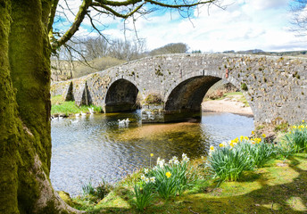 Old Stone Bridge & River Dart, Devon, UK