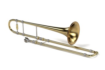 3d rendering of trombone musical instrument