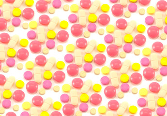pills on white background