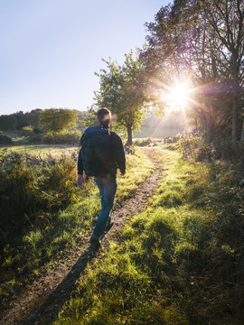 Rear view of man walking