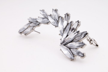Beautiful White Crystal Feather Ear Crawler