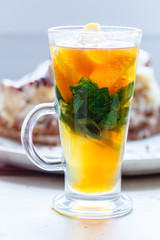 orange tea with mint