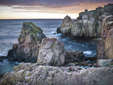 Rocky coast at sunset