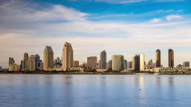 San Diego, California, USA skyline over the bay.