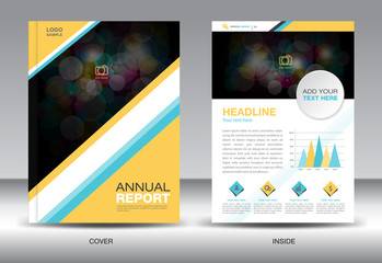 Yellow and Blue Annual report template and info graphics element