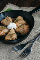Stuffed cabbage with rice and meat