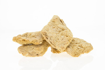 Dry soya fillets, isolated on white background.