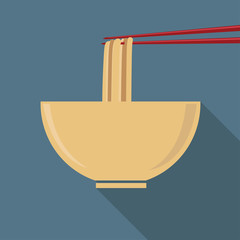 flat cup of ramen noodles with chopstrick