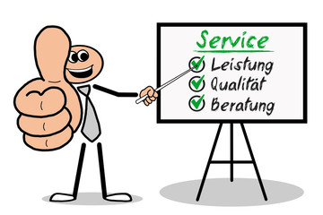 Service - Mann zeigt auf Tafel