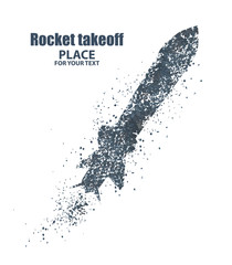 Fototapeta na wymiar rocket icon. Startup concept, particle divergent composition, vector illustration