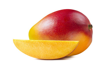Mango horizontal piece slice isolated on white background