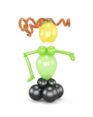 Fototapeta premium Female figure out of balloons isolated on white background. Front view. 3d rendering.