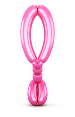 Animal balloon isolated on white background. Dog balloon. Hare, rabbit out of a balloon. Front view. Pink balloon. 3d rendering