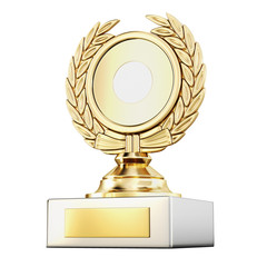 Gold award laurel wreath isolated on white background. 3d rendering