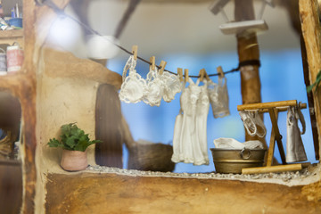 AMSTERDAM, NETHERLANDS on MARCH 28, 2016. A fragment of the vintage doll house in public library of Amsterdam