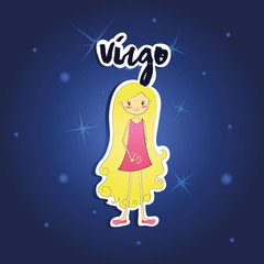 cartoon Virgo girl on starry night background