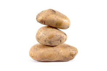 Fototapeta na wymiar Stack of potatoes isolated on white background