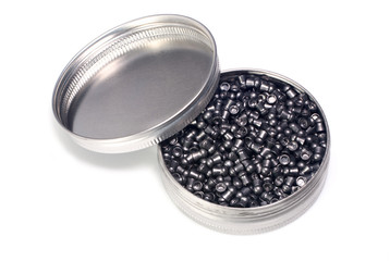 Airgun pellets, isolated on a white.