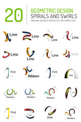 Logo collection, ribbon waves, swirls, spirals