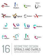 Logo collection, ribbon waves, swirls, spirals