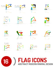 Flag icon logo set, linear design