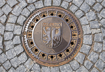 Obraz premium Hatch channel in old town Melnik, Bohemia region, Czech Republic