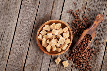 Coffee beans and brown sugar