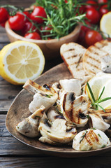 grilled mushroom with lemon and rosemary