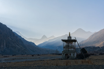 sunset in Manang valley, Nepal
