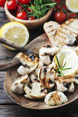 Vegan grilled mushroom with rosemary and lemon