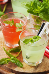 Mix of alcohol cocktails with rum and mint