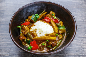 Chicken in Curry Sauce Milk egg garnish