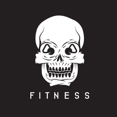 skull with kettlebells in eyes fitness concept