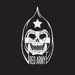 red army soldier skull vector design template