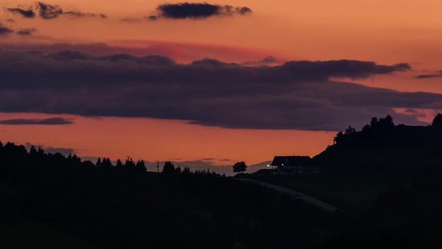 beautiful evening sky after sunset timelapse - fast moving cars - amazing nature - full hd 1920 x 1080