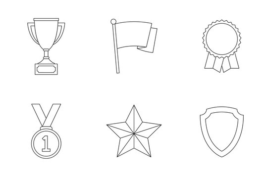 Trophy and awards outline icons