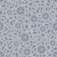 Seamless vector floral pattern with colorful fantasy plants and