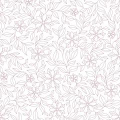 Obraz premium Ornate violet and pink floral seamless texture, endless pattern
