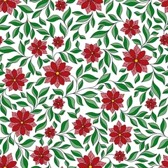 Poster Seamless retro colourfull flower pattern in vector © photo-nuke