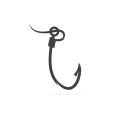 fishing hook with fishing line vector design template