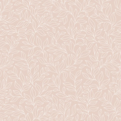 Obraz premium Abstract beige seamless pattern with leaves.