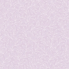 Seamless pattern with violet and pink leaves on dark background.