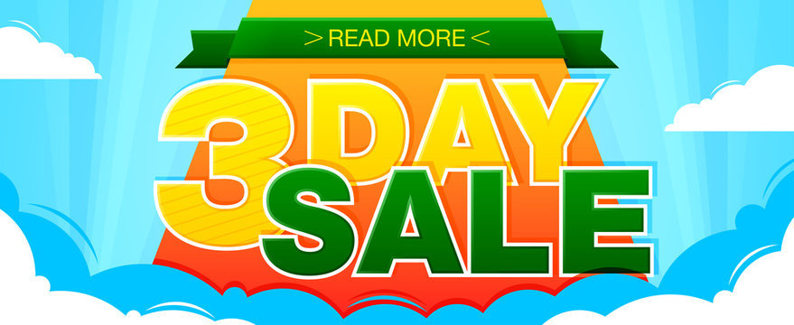 3 Day sale banner. Sale and discounts. Vector illustration