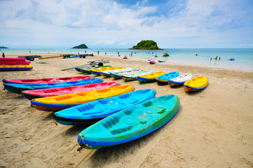 Sea kayaks on the beach