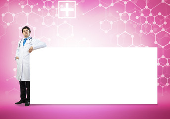 Doctor with banner