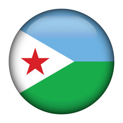 Round glossy Button with flag of Djibouti